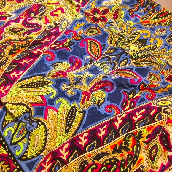 KARMA Hwy Silky Relaxed Palazzo Jumper Paisley Purple/Lime Grn NWT OS - Picture 4 of 7